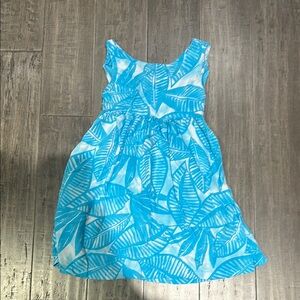 Blue Leaf Print Sleeveless Dress Blue Ginger girls 8 tie back dress